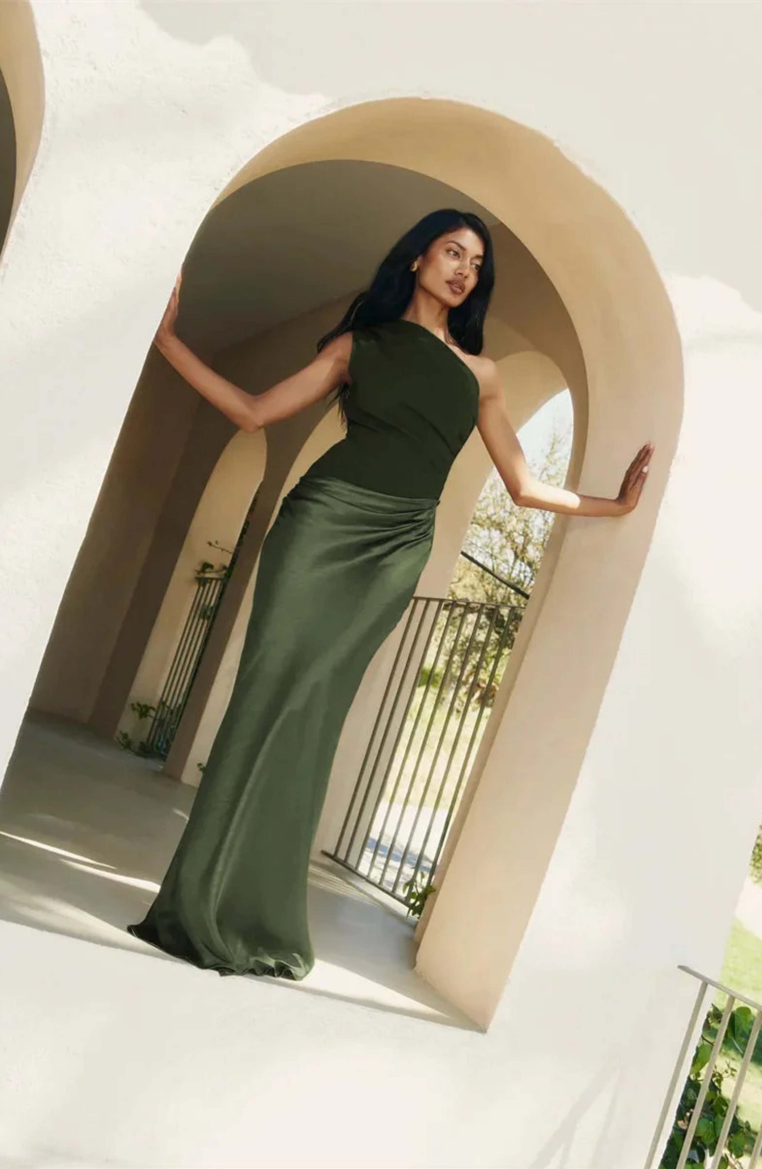 Glossy One-Shoulder Satin Gown