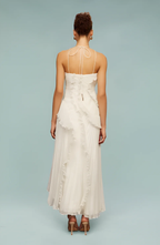 Pleated Frill Halter Neck Maxi Dress