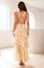 Floral Chiffon Ruffle Midi Dress