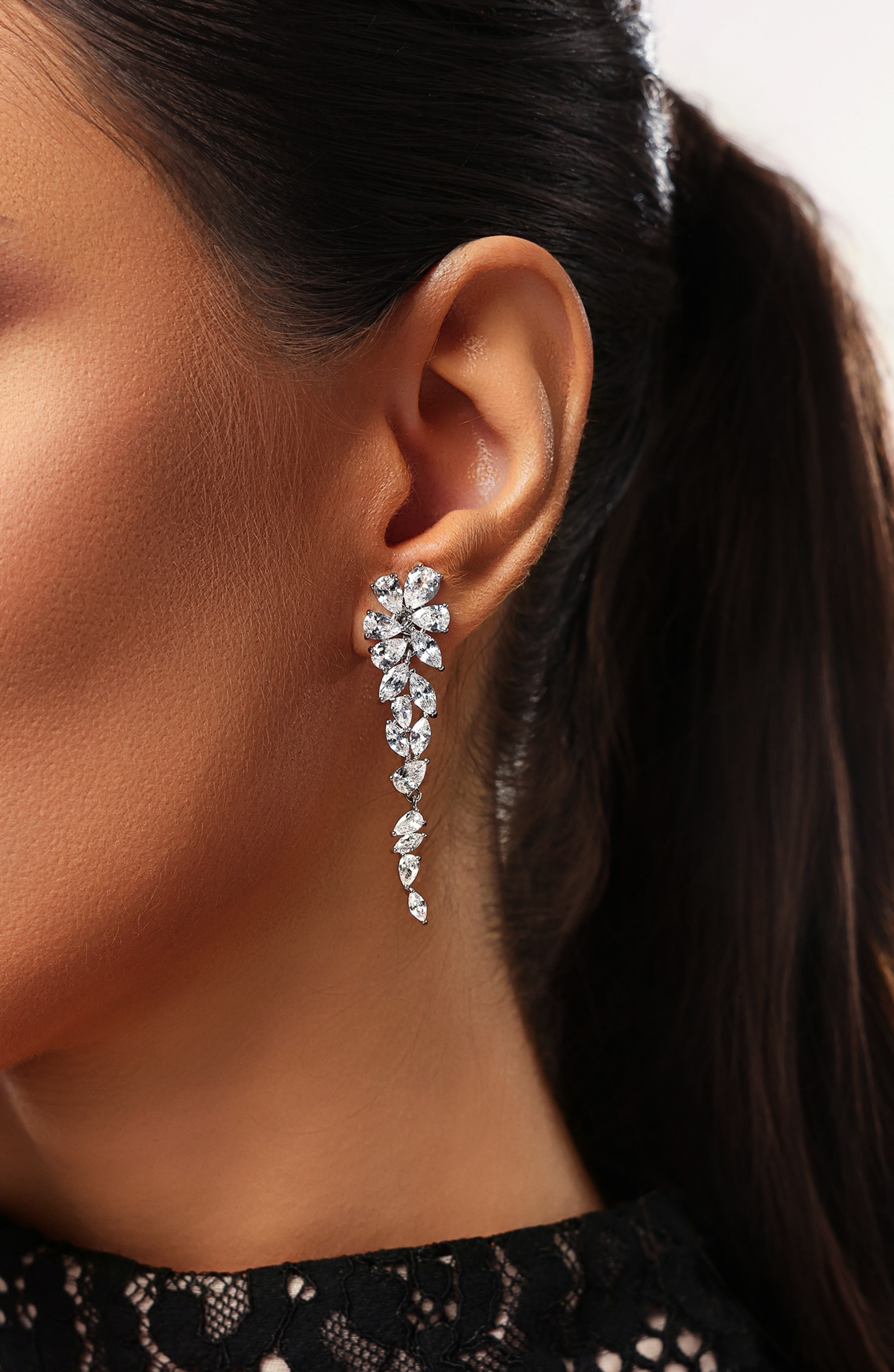 Lizbet Diamond Triangle Tassels Earrings