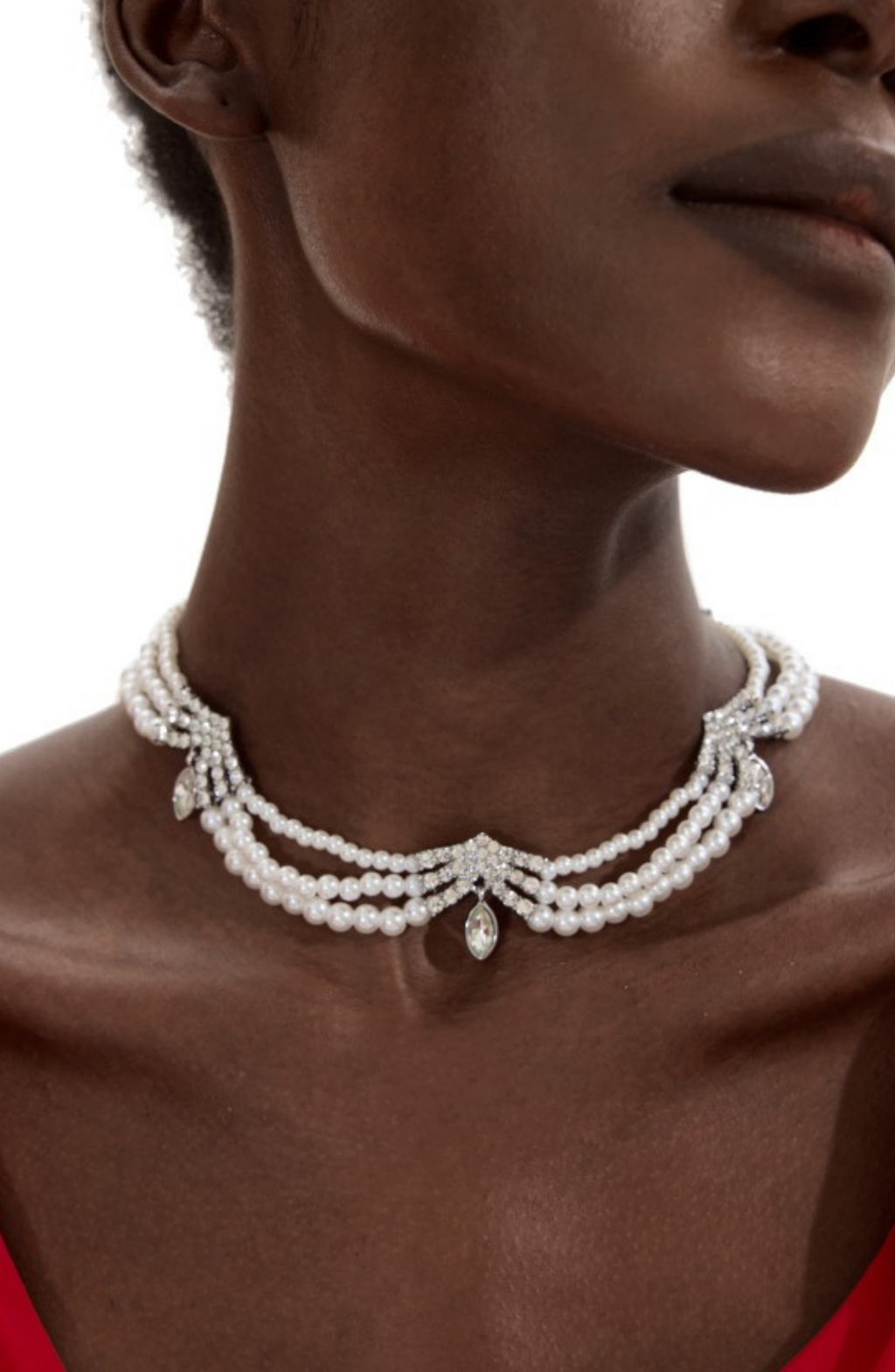Faux Pearl Faux Diamond Layered Necklace