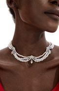 Faux Pearl Faux Diamond Layered Necklace