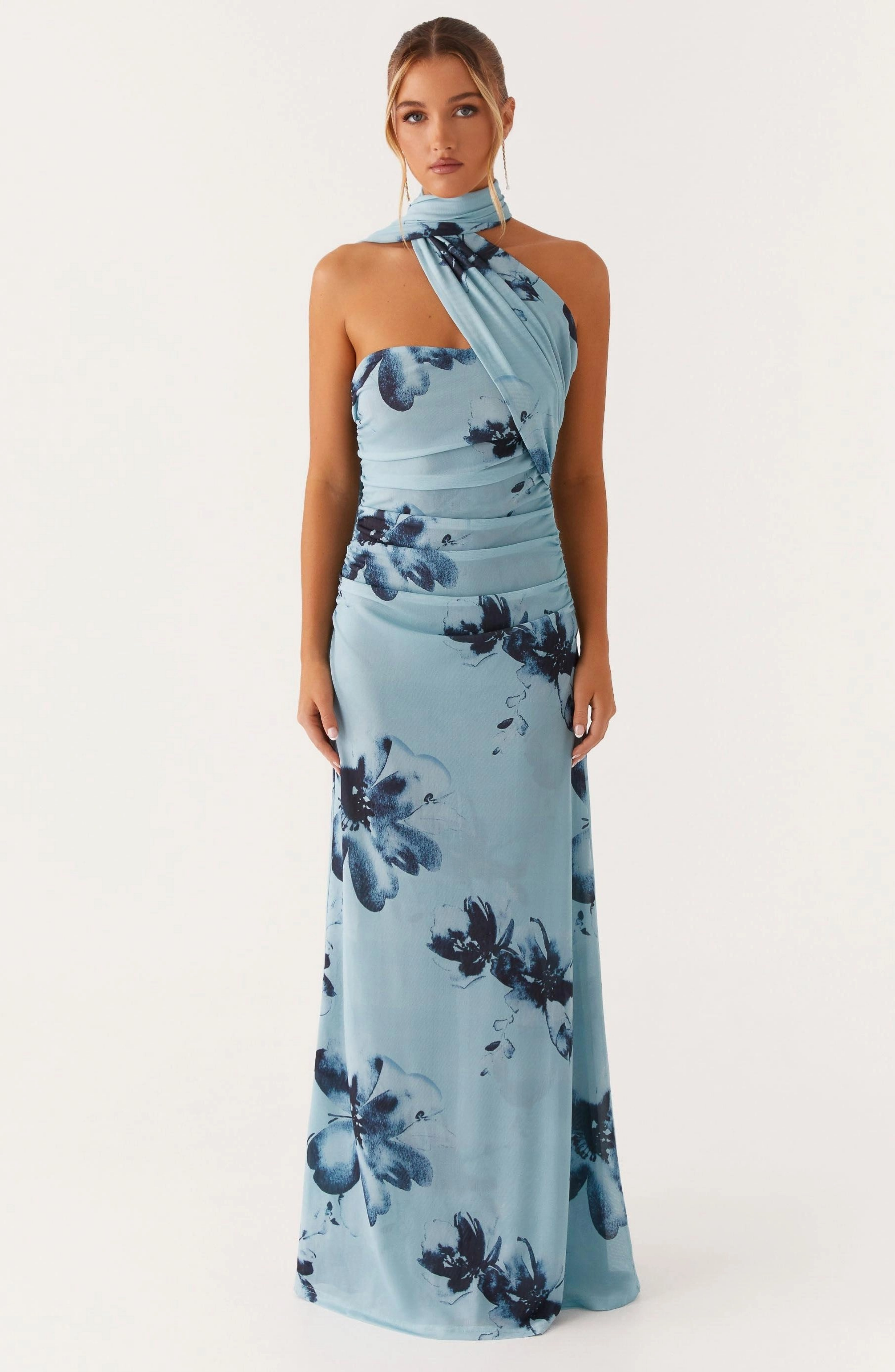 Floral Gathering Sleeveless Midi Dress