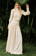 Solid Long Sleeve Top & Maxi Skirt Set