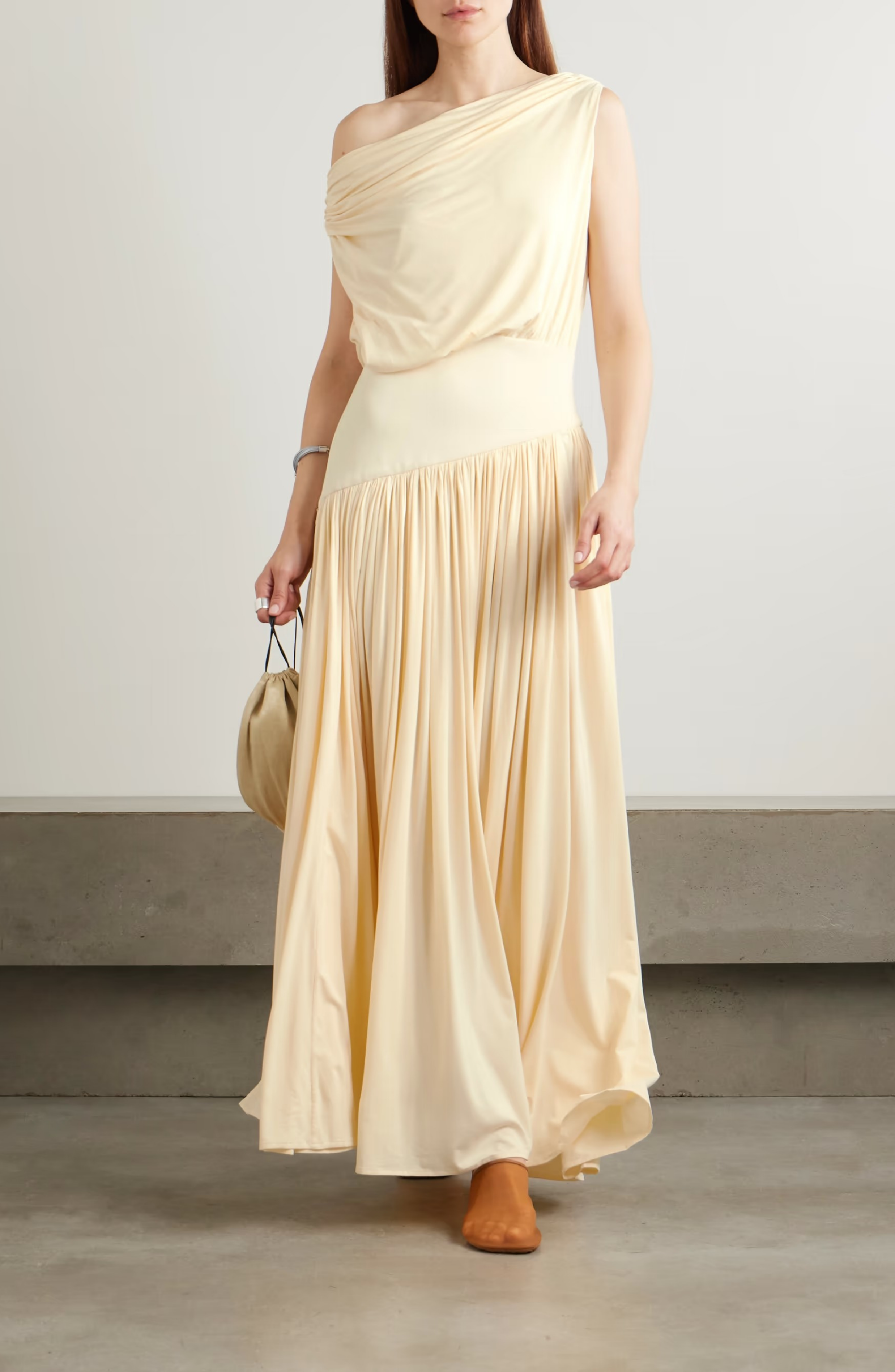 One-Shoulder Asymmetric Bamboo Maxi Dress