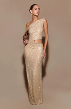 Celina Gold Drape Maxi Dress