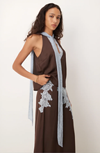 Contrast Lace Halter Neck Skirt Set