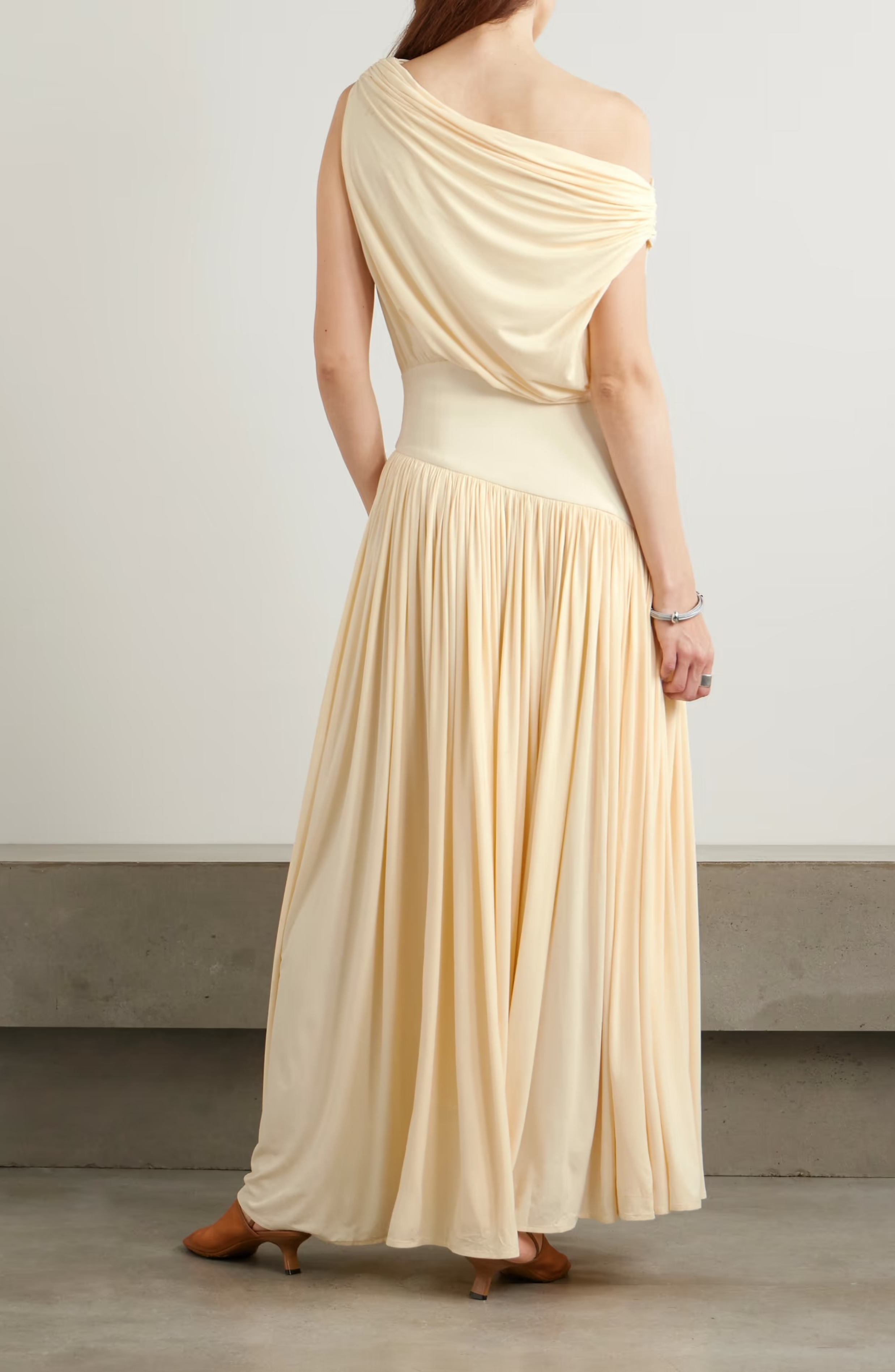 One-Shoulder Asymmetric Bamboo Maxi Dress