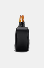 Pu Leather Acrylic Handle Ruched Bag