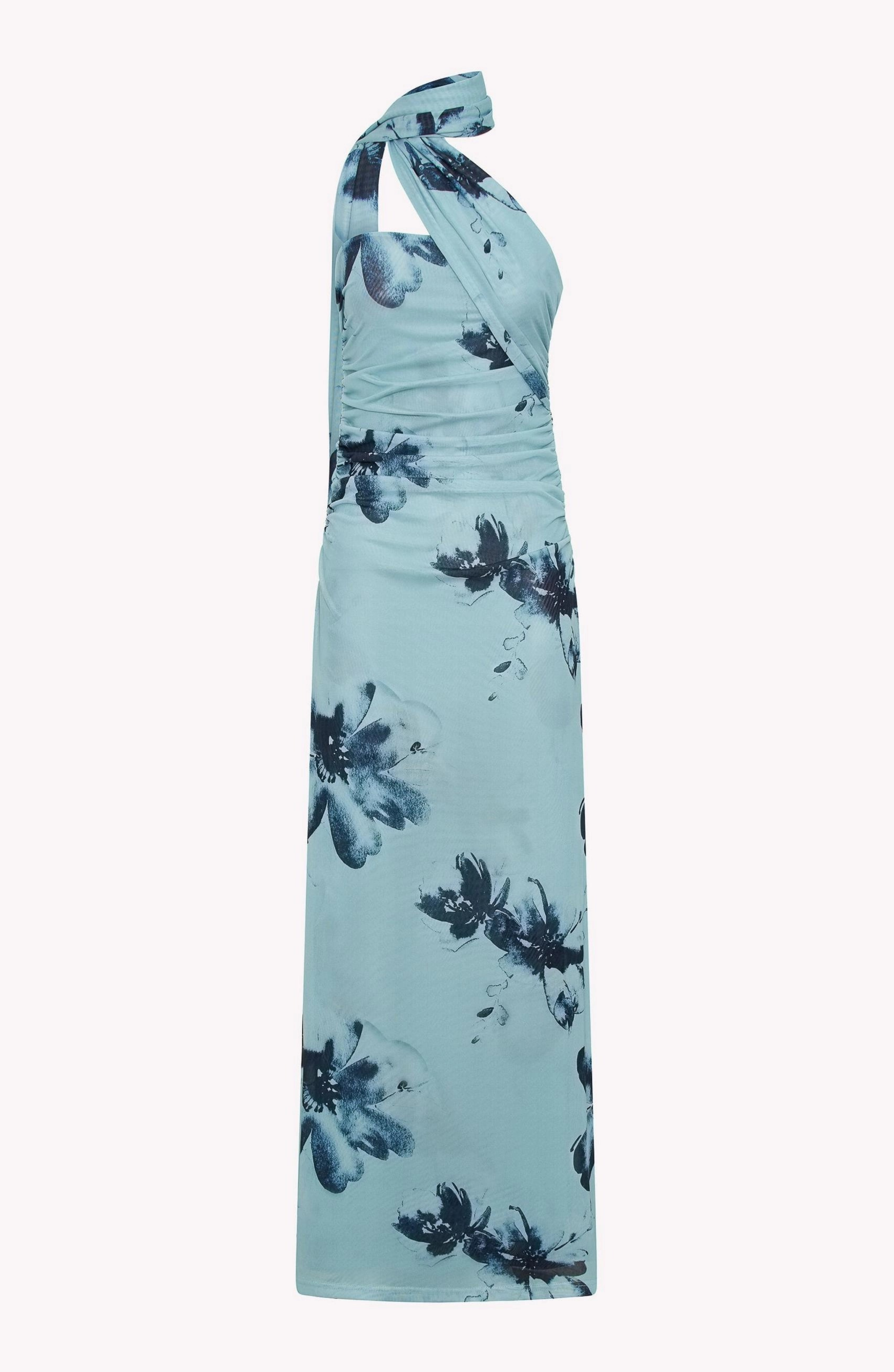 Floral Gathering Sleeveless Midi Dress