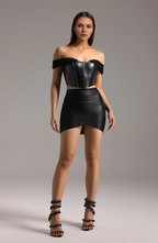 Zatte straight shoulder leather top