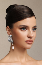 Lyla Diamond Flower Pearl Metal Earrings