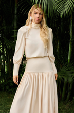 Solid Long Sleeve Top & Maxi Skirt Set