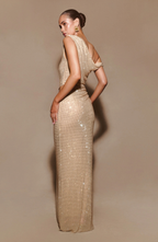 Celina Gold Drape Maxi Dress