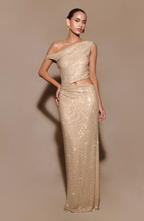 Celina Gold Drape Maxi Dress