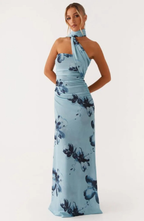 Floral Gathering Sleeveless Midi Dress