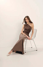 Glossy One-Shoulder Satin Gown