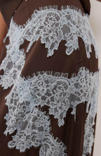 Contrast Lace Halter Neck Skirt Set