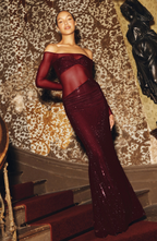 Scarlet Veil Gown Maxi Dress