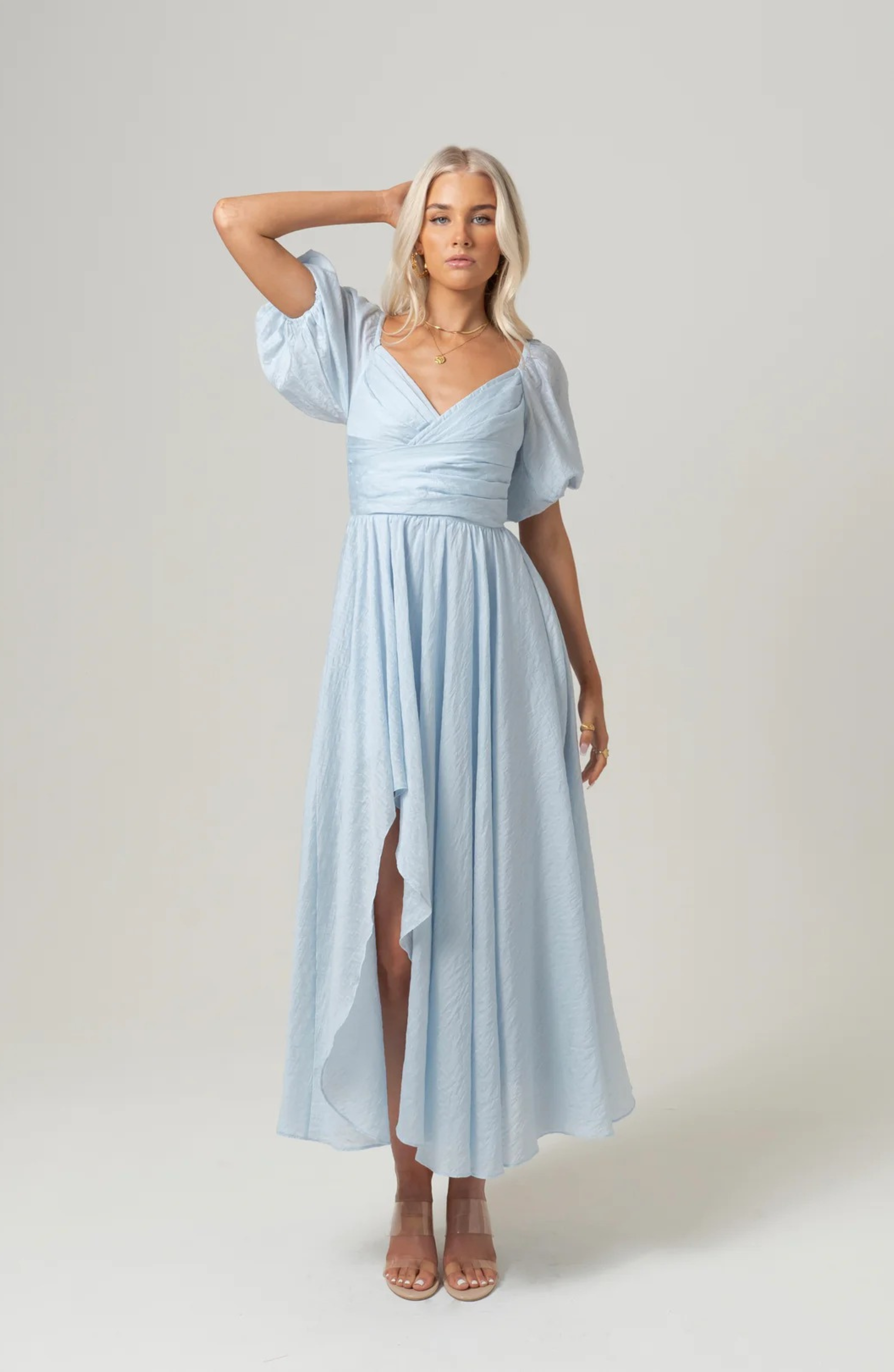Bridget Puff Sleeve Maxi Dress with Slide Slit